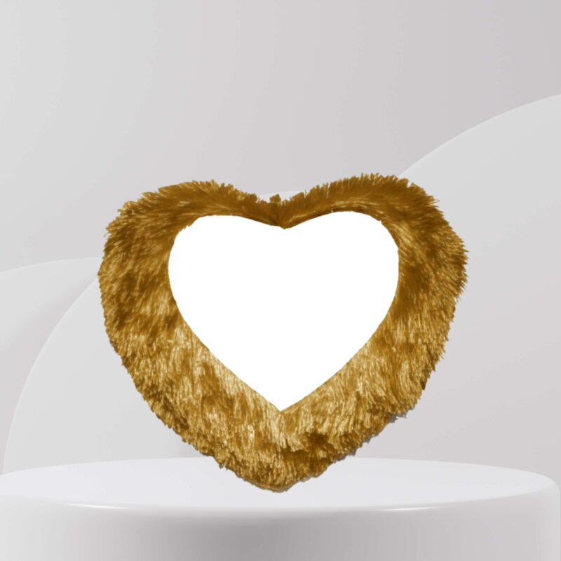 Golden heart fur cushion