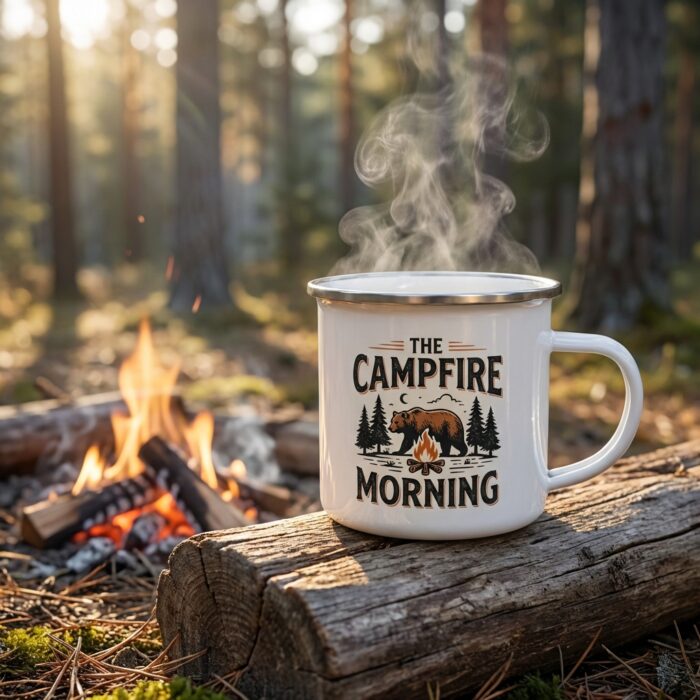 White Steel Enamel White Mug MB0MG103 The Campfire Morning